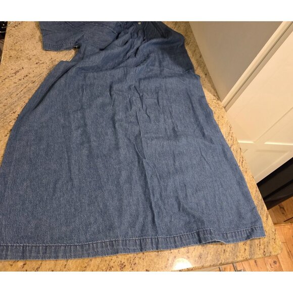 Vtg. Bobbie Brooks Dress Cottage Maxi Sz M Embroidered Floral Denim Modest Tie - Picture 5 of 16